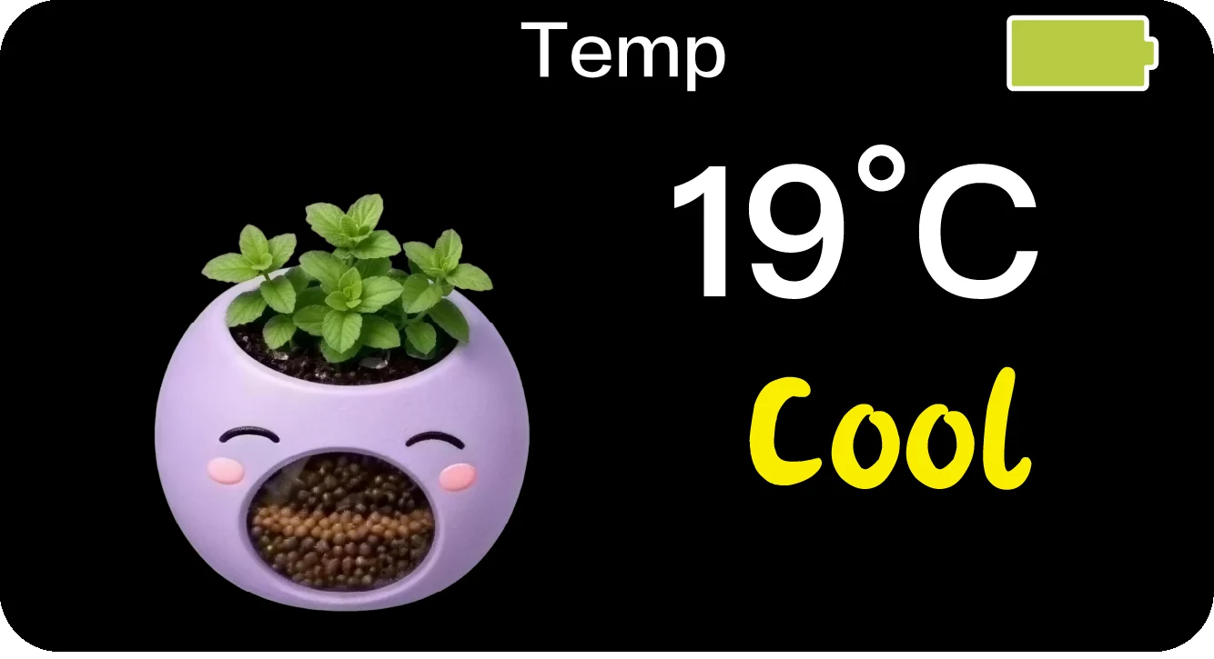 Device screen showing ambient temperature at 19°C, cool
